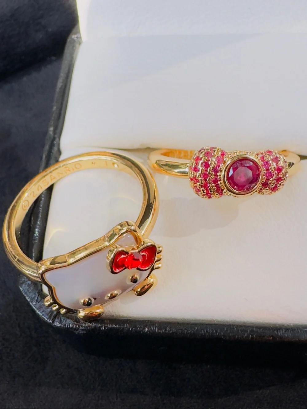 Kids Gold-Tone Ring set with Red and Pink Accents